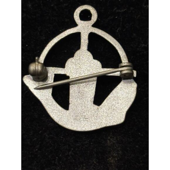 CREED 925 Sterling Silver Vintage Fish & Bread Christian Brooch Pin - Picture 2 of 4